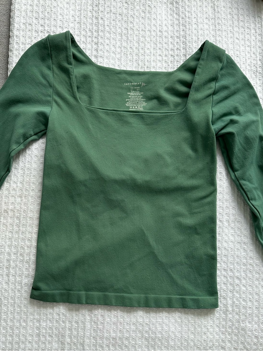 Free People Square Neck Long Sleeve Top - Forest Green